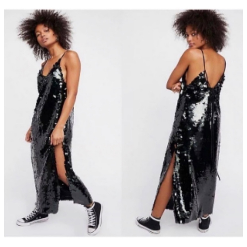 Free People Black Sequin Dress